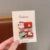 Nova Presilha de Cabelo de Resina de Natal para Crianças Coreanas Meninas Papai Noel Árvore de Natal Presilha de Pato Par de Presilhas de Floco de Neve