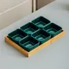 Prato de Cerâmica para Lanches com Compartimentos para Preparo de Chá no Fogão, Madeira de Bambu Sala de Estar Doce, Semente, Fruta Seca, Fruta e Prato Divisor para Petiscos Pequenos