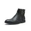 Botines Chelsea para Hombre Remachados Nuevos de Moda Retro Hebilla de Negocios Cremallera Lateral Personalidad Botas de Motocicleta Martin