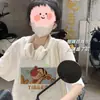 Camiseta de Manga Corta con Estampado de Dibujos Animados Retro Estilo Coreano para Mujer Verano 2026 Nuevo Retro Holgado Bf Perezoso Versátil Top