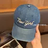 Gorra de Béisbol de Mezclilla Lavada con Bordado de Letras Estilo Coreano Unisex para Todas las Estaciones Versátil Gorra de Pico Hace que la Cara Parezca Más Pequeña Protector Solar Sombrero de Moda