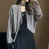 Juneee He Feng Xu Jaqueta Leve Bonita para Mulheres Design de Início de Outono Cardigã de Tencel Xale Solto