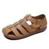 Sandálias Romanas de Couro Genuíno para Mulheres 2024 Novo Verão Vintage Mori Sapatos Baixos para Mães Solado Macio com Sapatos para Saia