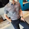 Nueva Camisa Floral de Manga Corta para Hombre Verano 2026, Nueva Moda de Verano Versátil Casual Camisa de Manga Corta con Cuello Campana