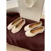 Zapatos de Piel de Oveja con Pliegues y Punta Dividida Estilo Pezuña de Cerdo para Mujer, Zapatos Planos sin Cordones tipo Ballet Mary Jane