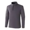 Exclusivo para vendas transfronteiriças: Moletom masculino de fleece stretch nylon-spandex para atividades ao ar livre, com zíper parcial, dupla face, toque suave na pele, confortável, cor sólida, 300g