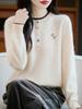 100% Lana Pura Falso Dos Piezas Medio Cárdigan Botón de Colores Bordado Caballo de Colores Tejido para Mujer Otoño e Invierno Estilo Retro Preppy Tejido