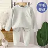 Conjunto de Ropa de Otoño para Niños de Lana y Seda de Morera, Ropa Interior Térmica de Primavera y Otoño para Niños y Niñas, Ropa de Casa Cálida para Bebés, Ropa para Niños
