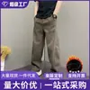 Pantalones casuales gruesos de otoño e invierno transfronterizos, pantalones holgados de pierna ancha y pierna curva, pantalones deportivos de pierna recta de peso pesado estilo americano con forro de felpa