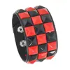 Estilo Europeo y Americano Punk Fresco Moda Callejera Nightclub Oscuro Colorido Pulsera Cuadrada con Remaches Combinación de Cuero para Pareja