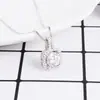 Collar Corto Totalmente de Diamante con Circonita Brillante, Colgante Cuadrado de Diamante para Mujer, Cadena Geométrica Simple para Clavícula Estilo Coreano con Baño de Oro Blanco