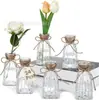 Vaso Pequeno Ornamento de Vidro Transparente Embutido Vintage, Arranjo de Flores Estilo Ins Levemente Luxuoso Tendência para Sala de Estar, Decoração de Mesa de Jantar