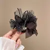 Lazo de malla con estampado de leopardo azul para el pelo para mujer, alta elasticidad, adecuado para coletas y moños, scrunchie