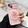 Suporte giratório de briquete de carvão adequado para capa de telefone Apple 17promax menina de desenho animado 16/15 cor contrastante janela grande 14