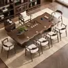 Mesa de chá estética em madeira maciça estilo song, conjunto de chá para escritório com cadeiras, com tomada elétrica, adequada para a sala de estar e para desfrutar de chá tradicional chinês