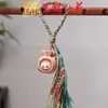 Pulsera Artesanal de Madera con Semillas de Cascabel, Cascabel de Agitar a Mano, Carrillón de Viento de Cáscara de Fruta de los Deseos, Colgante para Bolso, Llavero para Teléfono