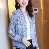 Abrigo Corto de Seda de Primavera y Otoño Antitemporada Chaqueta Cárdigan Top Casual de Seda de Morera Estilo Occidental para Mujer