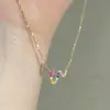 Estilo dulce y fresco, deslumbrante collar de serpiente de diamantes coloridos, dopamina de verano, cadena para la clavícula de diseño de nicho simple y exquisito