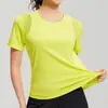 Empalme de Malla de Ángulo Recto de Manga Corta de Secado Rápido Deportivo para Correr Cuello Redondo Refrescante y Fresco Fino para Mujer Deportes al Aire Libre Modelo de Mujer