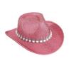 Accesorios de Perlas Sombrero de Vaquero Occidental Sombrero para Exteriores de Gran Circunferencia de Cabeza Sombrero de Copa Estilo Europeo y Americano para Mujer Sombrero de Jazz Versátil para Hombre