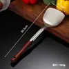 Juego de Utensilios de Cocina de Acero Inoxidable de Cinco Piezas con Mangos de Madera Resistentes al Calor: Espátula, Cuchara ranurada, Cuchara para cocinar, Cuchara pequeña de cintura estrecha, Cuchara de mango largo