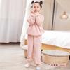 Conjunto de pantalones cálidos para hombre y mujer de otoño e invierno, ropa de casa cálida para bebé de forro polar coral para niños, pijama con sombrero nuevo