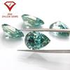 Moissanite colorido de formato especial em forma de pêra azul-esverdeado moissanite pedra nua azul primário em forma de lágrima embutimento de moissanite atacado