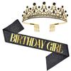 Corona de cumpleaños más vendida transfronteriza, conjunto de cumpleaños para niña, corona de diamantes de imitación para niña, cinta ritual
