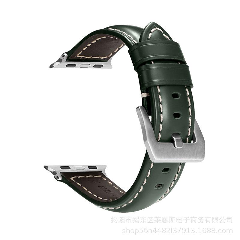 油亮皮墨绿色-银扣