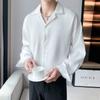 Camisa casual de manga comprida, jaqueta masculina de outono, top, estilo coreano, estilo japonês, cor sólida, camisa da moda