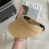 A Praia de Verão Está Cheia de Charme Coreano~ Chapéu de Sol de Palha com Design Irregular e Aba Larga para Mulheres