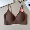 Sutiã de beleza nas costas aveludado e nutritivo para a pele para mulheres, sutiã push-up com bojo fixo e detalhe de renda para o outono, colete interno quente