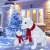Família de Urso Polar Iluminada 2 Peças Grande Todas as Estações Luzes de Natal Pré-Iluminadas Decoração de Gramado de Entrada Arte em Ferro