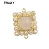 WT-PC004 venda quente exportação Atacado cor natural gema ametista pedra glitter quadrado DIY brincos pingente feminino