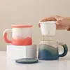 Taza de Separación de Agua y Té Estilo Yao Simple de Cerámica para Hombres y Mujeres, Adecuada para Uso en Casa o Oficina, Uso Personal con Tapa y Filtro para Preparar Té