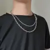 Collar con Botón Tot de Acero de Titanio Apilado Tendencia ins Hip-hop Viento Frío Collar de Corazón de Melocotón Accesorios Distintivos de Celebridad de Internet Tendencia