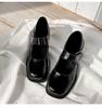 Zapatos Negros de Puntera Cuadrada con Tacón Grueso Francés Bajo para Mujer 2025 Nuevos de Primavera y Otoño Versátiles para Vestir Mary Jane Zapatos Pequeños de Cuero