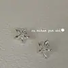 Pendientes de Clip para Oreja con Flor Tridimensional de Plata de Ley S925 Ounihan para Niñas, Dulce Diseño de Nicho, Joyería Coreana para Orejas