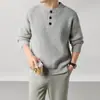 Suéter de Tricô Masculino Grosso para Outono e Inverno, Estilo Old Money, com Botões, Gola Redonda, Fios Coloridos, Suéter Base de Veludo Xiaomi
