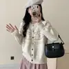 Nuevo cárdigan de punto retro elegante para otoño e invierno para mujer, cuello redondo, elegante, moderno, suéter versátil, prenda de abrigo para mujer, moderno