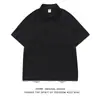 Polo pesado de estilo japonés para hombre, camiseta informal de manga corta con solapa de color sólido, estilo japonés, novedad de verano de 2024