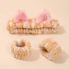 Linda Diadema de Felpa con Orejas de Gato para Mujer, Diadema Súper Linda Tridimensional, Diadema para Lavarse la Cara, Muñequera, Manga Anti-Humedad, Accesorios para el Cabello Yiwu
