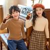 Suéter Tejido Clásico de Lana 100% Semicuecho para Niños y Niñas, Suéter Pulóver de Raya de Canalé en Contraste, Versátil para Todo