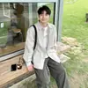 Camisa Gris de Solapa de Manga Larga para Niños 2026 Nueva Ropa de Exterior para Primavera y Otoño Camisa de Color Puro Jacket Holgado de Trabajo Simple