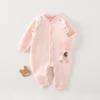 Mameluco para Bebé Color Sólido Tres Capas Cálido Otoño e Invierno Manga Larga Ropa de Salida Categoría de Ropa Interior Acolchada Abrigo Delgado de Algodón para Bebé