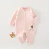 Mameluco Cálido para Recién Nacidos para Primavera y Otoño, Mono Pequeño de Bebé Niña con Mangas Volantes de Cisne, Ropa de Gateo de Algodón Puro Clase A para Bebés con Botones de Presión