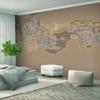 Nuevo Estilo Chino Paisaje de Montaña Dorado Tela de Pared de Fondo para TV Sala de Estar Estudio Sofá Papel Tapiz Sala de Té Mural Tridimensional