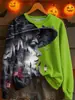 Ropa Exterior Nueva Transfronteriza para Mujer Otoño e Invierno Sudadera Estampada de Halloween Sudadera de Halloween Chaqueta Sudadera
