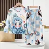 Pijama Infantil de Primavera y Otoño, Manga Larga y Pantalón Largo, Estilo Caricatura Lindo para Niñas, Estilo Holgado y Delgado para Niños, Ropa de Casa para Niños Mayores