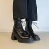 Botas Martin Chuyuji de Punta Redonda con Cordones para Mujer, Botines de Tacón Alto para Otoño e Invierno, Nuevas Botas Slim Estilo Británico 2026